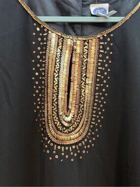 Diane Gilman Black dress  with Gold & Copper Sequin Embellishment